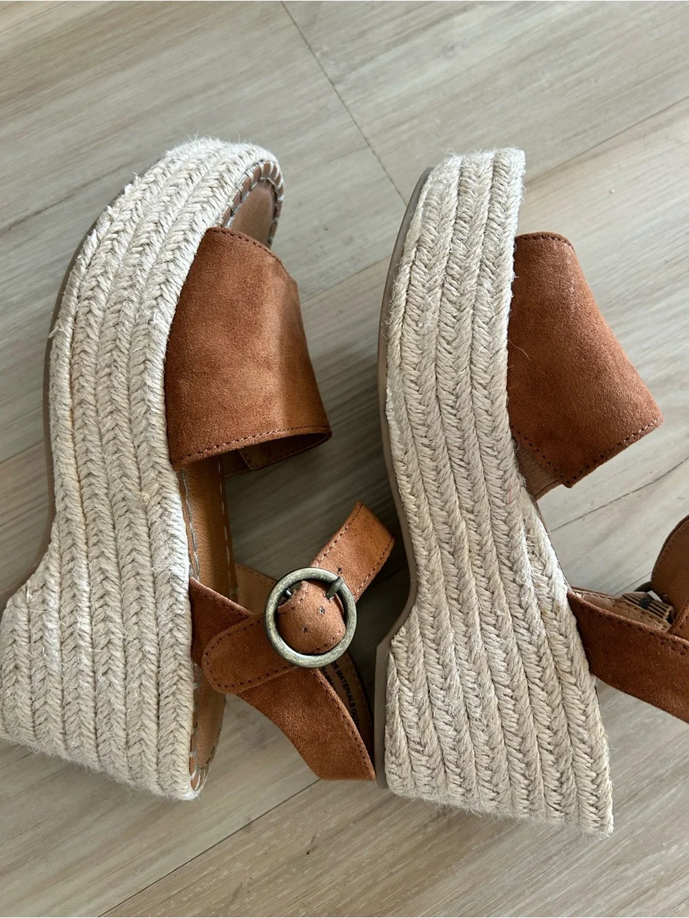 Universal Thread Tan Suede Espadrille Wedge Sandals